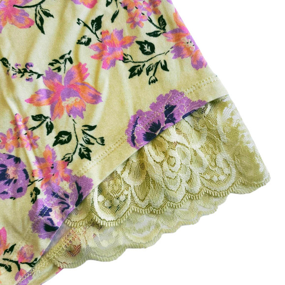 FREE PEOPLE Oh La La Booty boy short floral cheeky panties yellow undies XS NEW - Picture 2 of 5